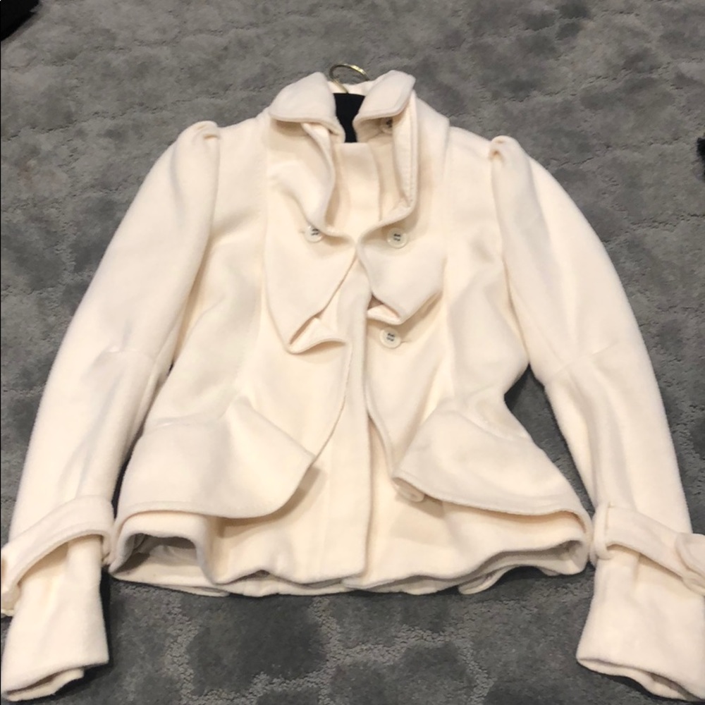 BCBG MAXAZRIA cream wool jacket